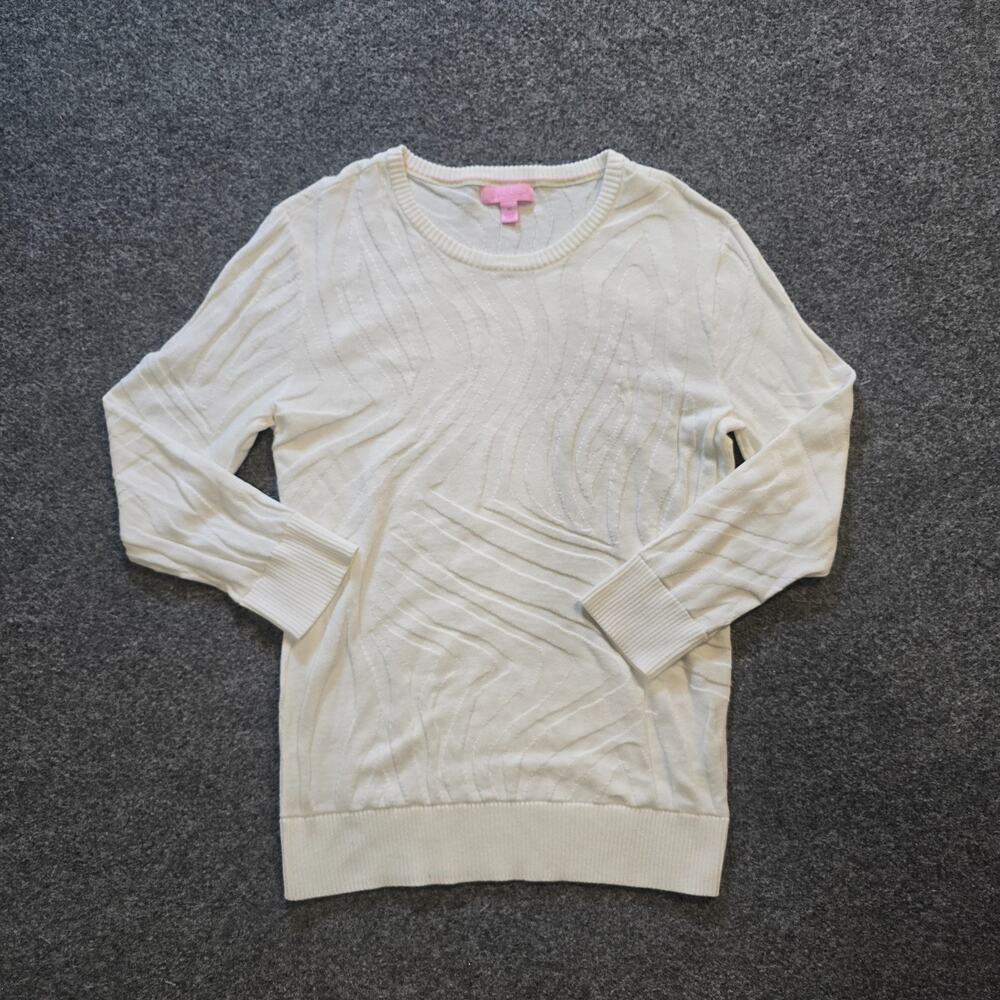 Lilly Pulitzer Sweater Womens Medium White Embossed Textured Minimalist Capsule